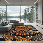 Whimsical Amber Butterfly Botanical Garden Rug