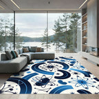 Space Age Blue Atomic Starburst Rug