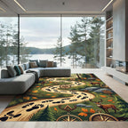 Enchanted Forest Deer Compass Trail Rug