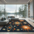 Mid Century Atomic Starburst Navy Rug