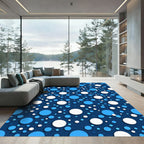 Deep Blue White Circles Scatter Rug