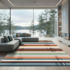 Muted Earthy Tone Horizontal Stripes Rug