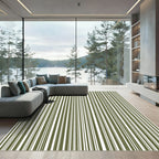 Olive White Vertical Stripe Rug