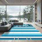 Bold Blue White Striped Poolside Rug