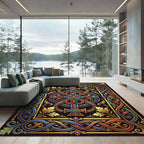 Ornate Celtic Knotted Gold Crimson Cross Rug