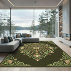 Ornate Green Floral Medallion Rug