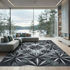 Modern Gray Starburst Geometric Rug