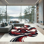 Zen Cherry Ink Flow Abstract Art Rug