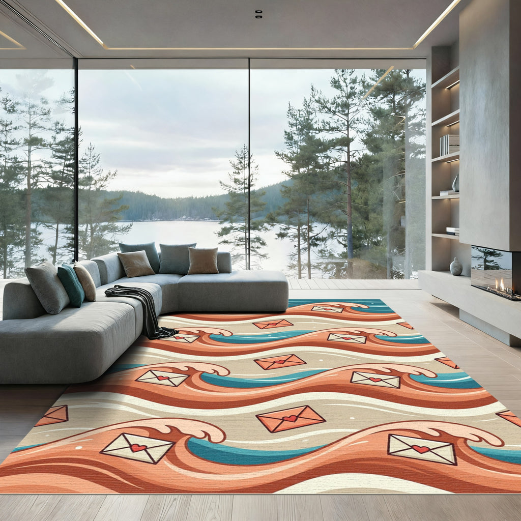 Coral Love Wave Mail Pattern Rug