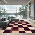 Geometric Checkerboard Rose Gold Squares Rug
