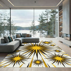 Radiant Starburst Yellow Black Rug