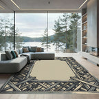 Rustic Gray Wood Lattice Border Rug