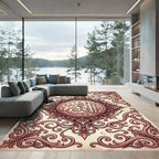 Intricate Rose Gold Ornate Calligraphy Medallion Rug