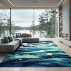 Turbulent Azure Sky And Sea Brushstrokes Rug