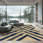 Navy Geometric Braided Strap Grid Rug