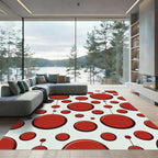 Red Crimson Orb Dot Pattern Rug