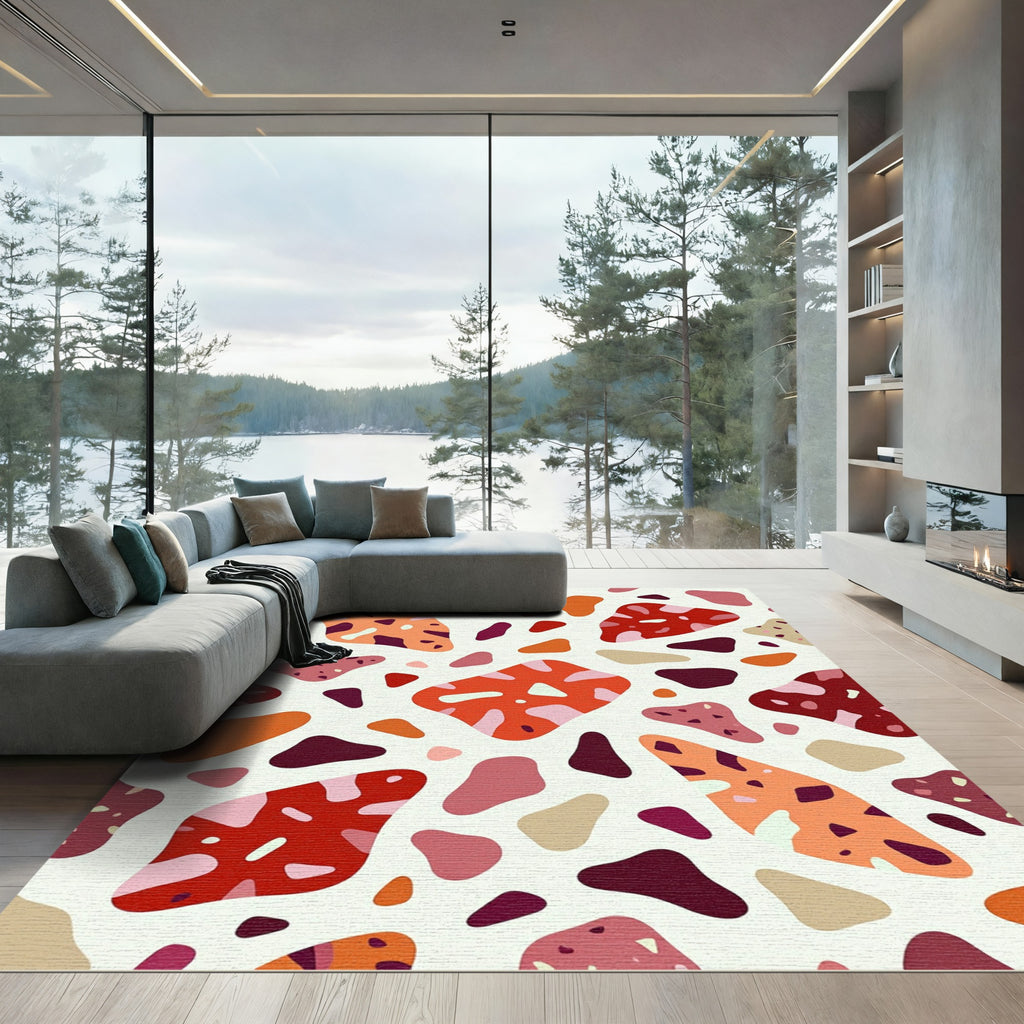 Warm Terracotta Organic Shape Rug