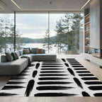 Minimalist Black Ink Brush Stroke Rug