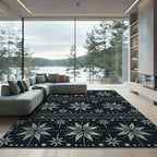 Dark Gray Starburst Geometric Stripe Rug