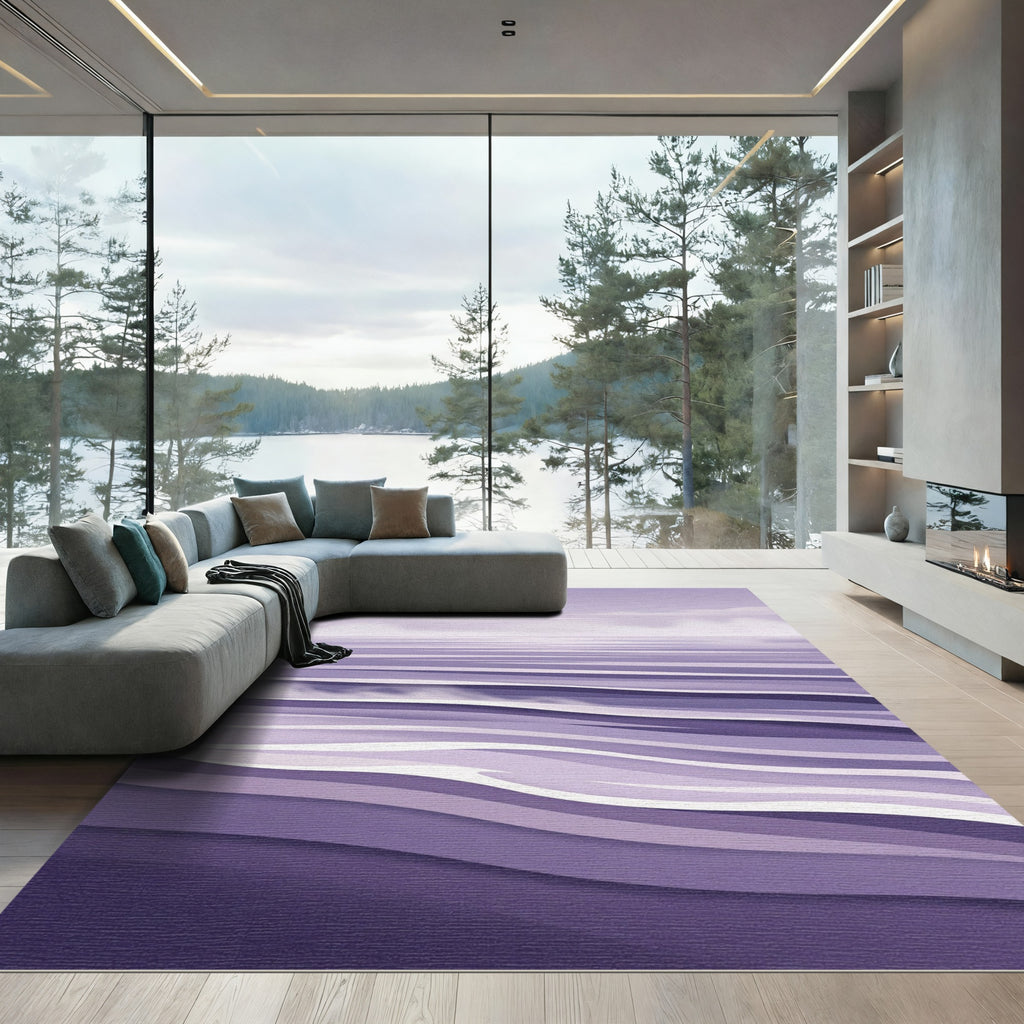 Ethereal Lavender Minimalist Ocean Wave Rug