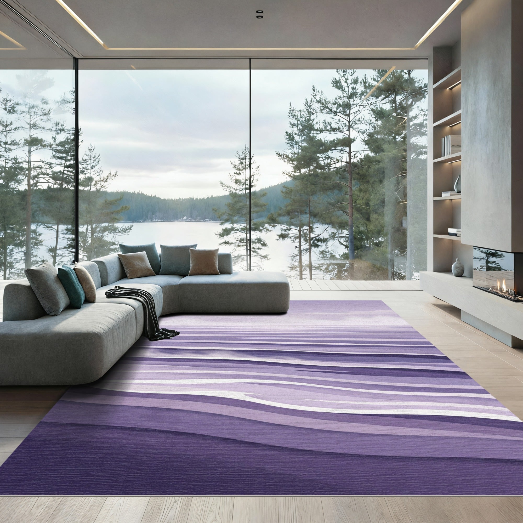 Ethereal Lavender Minimalist Ocean Wave Rug