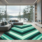 Modern Emerald Green Geometric Chevron Rug