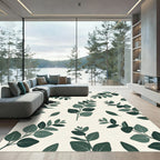 Lush Green Eucalyptus Botanical Leaves Rug
