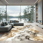 Earthy Marbled Swirl Abstract Shape Rug