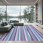 Lavender Blue Silver Striped Rug