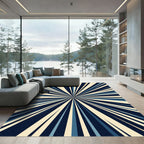 Retro Burst Starburst Blue Cream Rug