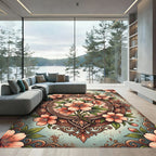 Elegant Peach Blossom Ornate Medallion Rug