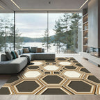 Geometric Hexagon Outline With Gold Rug