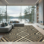 Art Deco Golden Geometric Diamond Rug