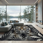 Majestic Tiger Amidst Tropical Leaves Rug