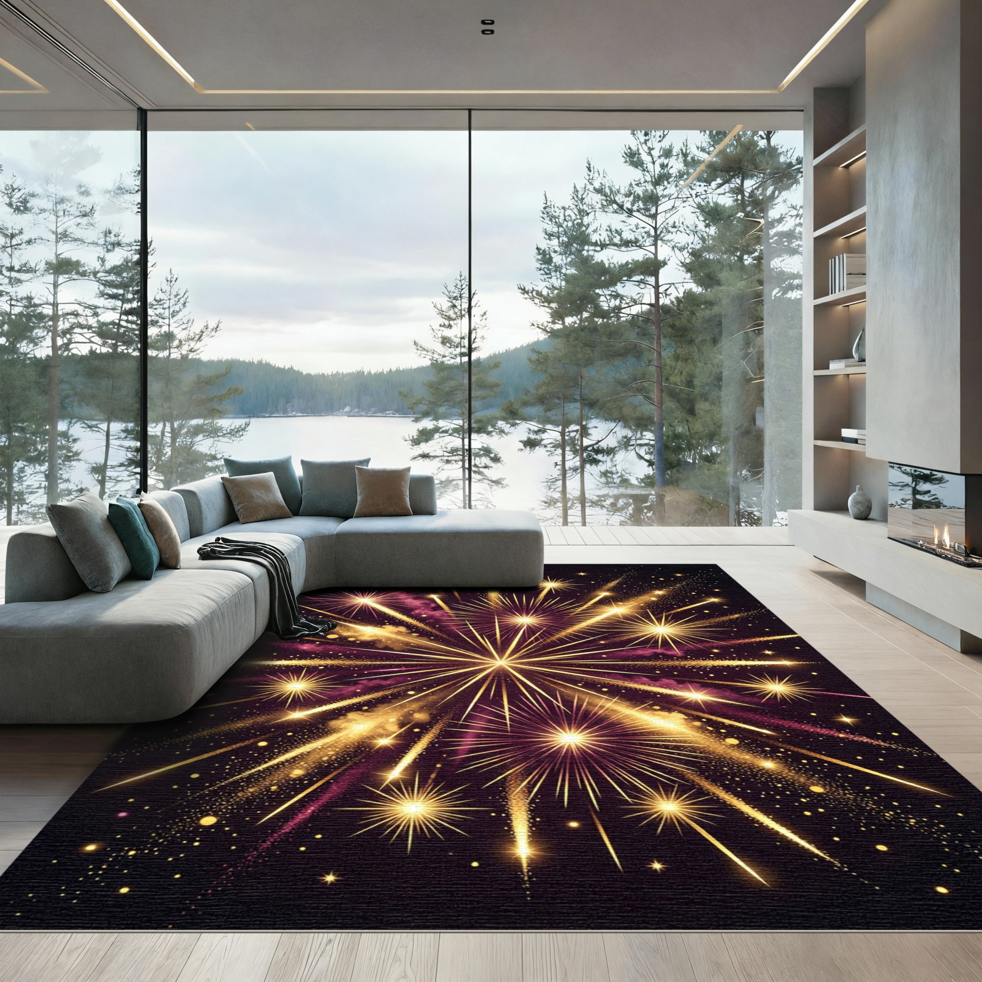 Golden Burst Starburst Display Rug