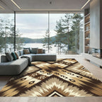 Earthy Boho Tribal Diamond Rays Rug