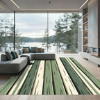 Modern Sage Vertical Wood Plank Striped Rug