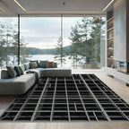 Minimalist Monochrome Architectural Grid Rug
