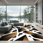 Modern Black and Bronze Geometric Shards Rug