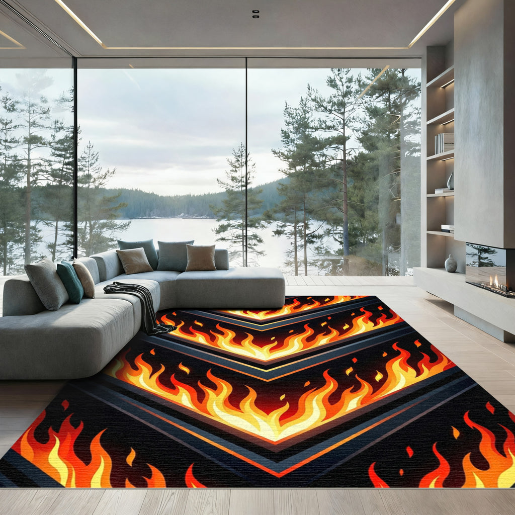 Fiery Arrow Geometric Chevron Rug