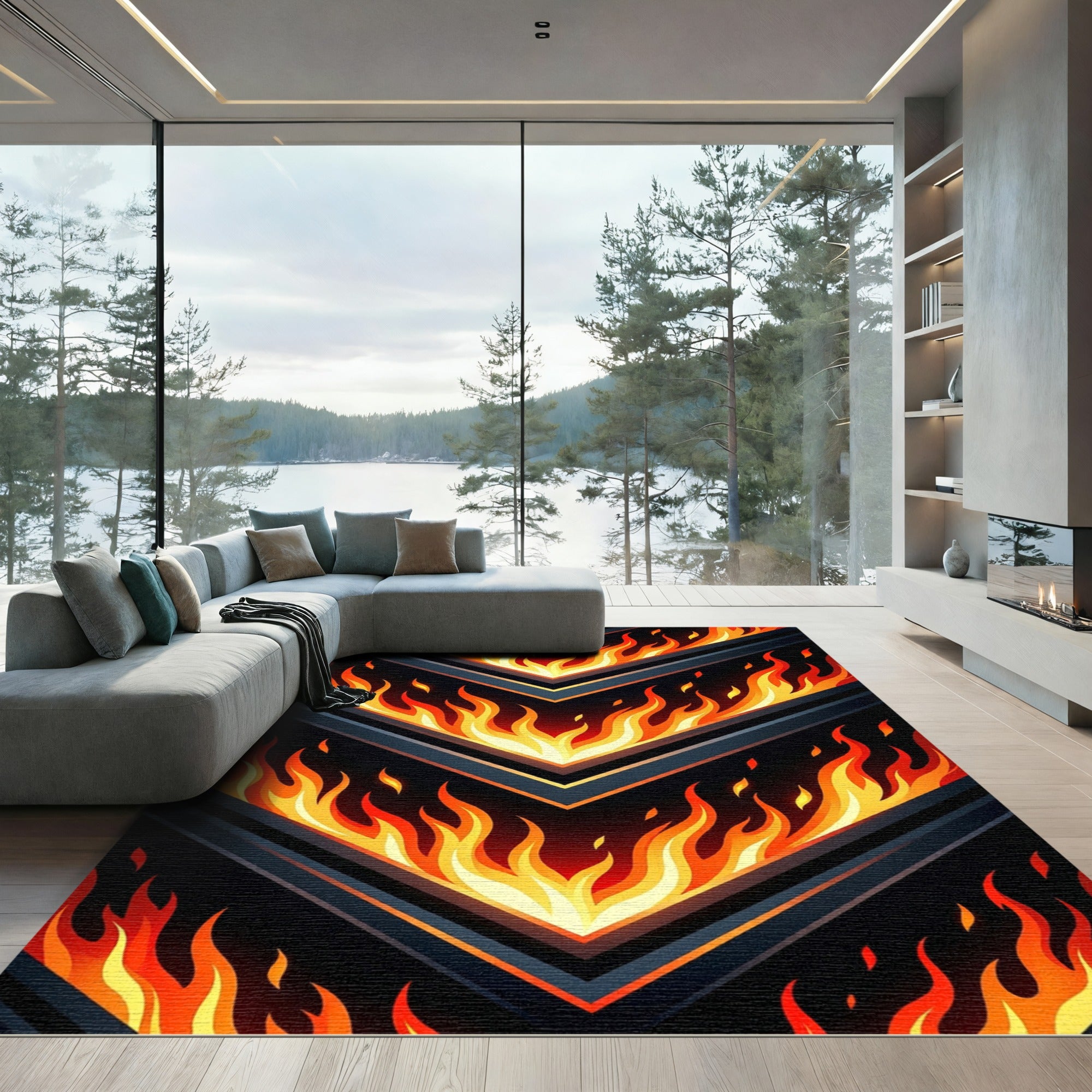 Fiery Arrow Geometric Chevron Rug