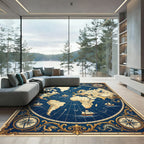 Antique World Map Dragon Compass Rug
