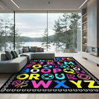 Vibrant Alphabet Soccer Balls Collection Rug