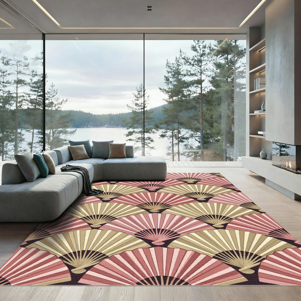 Art Deco Fan Shell Geometric Blush Rug