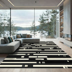 Modern Monochromatic Abstract Linear Grid Rug