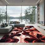 Crimson Swirl Abstract Explosion Rug