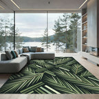 Green Tropical Palm Frond Weave Rug