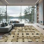 Natural Woven Texture Interlocking Bars Rug