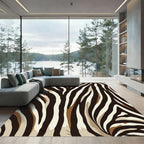 Earthy Zebra Striped Animal Texture Rug