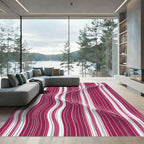 Deep Crimson Vertical Wavy Stripe Rug